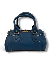 VINTAGE CHLOE PADDINGTON BLUE LEATHER HANDBAG  picture