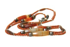 Antique Tibetan Nepalese Carnelian Agate Bead Necklace 41