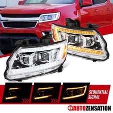 Fit 2015-2022 Chevy Colorado Halogen Projector Headlights LED DRL Sequential picture