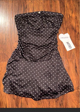 I For Justify Women's Strapless Polka Dot Blouse Black/White Size L Pullover picture