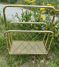 Hollywood Regency Vintage Mid-Century Brass Magazine Rack picture