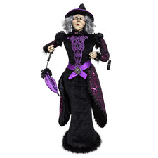 Spooky Village Halloween Standing Witch Figurine Black Purple Masquerade 42