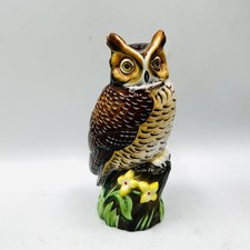 Hollohaza Porcelain Great Horned Owl with Mouse Made In Hungary Lynn Chase picture