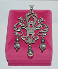 c.1915 Antique Girandole Sterling Silver Thistle Flower Pendant England Scotland picture
