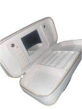 White Suede Travel Jewelry Box Carrying Case - White picture