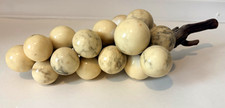 VTG MCM Italian Alabaster Marble Stone Fruit Grape Cluster w/Wooden Stem 13” picture