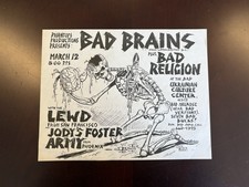 Vintage BAD BRAINS 1982 punk Flier Bad Religion Lewd JFA 8.5x11 Shawn Kerri picture
