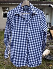 NWOT Charles Tyrwhitt Mens Blue Gingham Check Casual Shirt Size M Medium picture