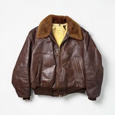 Vintage 50s 60s American Sportswear Leather Bomber Flight Jacket Shearling Sz 48 picture