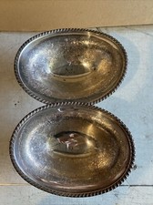 Vintage  Set Of 2 ELLIS-BARKER SILVER PLATE OVAL PEDESTAL BOWL,England picture