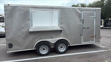 Used 7x16 7 x 16 V-Nosed Enclosed Cargo Trailer w/ Ramp Door & Side Door picture