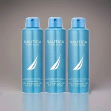 (3 BOTTLES) Nautica Pure Blue Body Spray 6oz / 170g – NEW Sealed –  picture