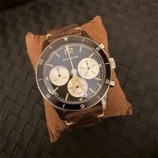 Dan Henry 1962 Quartz Chronograph Blue Dial 39mm SS Brown Leather 50m picture
