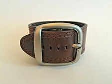 Hadley-Roma 18mm & 20mm  Brown Leather X-Wide Military Style Cuff Watch Band 912 picture