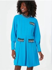 NWT Tuckernuck Bright Blue Embellished Hoyt Long Sleeve Mini Dress Size XL picture