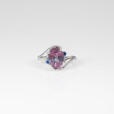 1.74Ct Bi-Color Tourmaline Estate Ring with Sapphire Accents in Solid 14K Gold picture