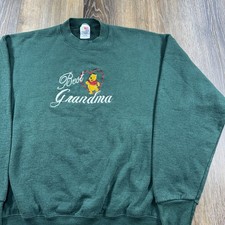 Vintage Winnie The Pooh Sweatshirt Mens XL Green Best Grandma Disney Sweater 90s picture