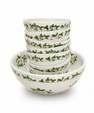 Portmeirion Summer Strawberries Salad Set Large Bowl & Eight Cereal Salad Soup picture