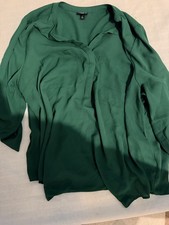 TORRID HARPER GARDEN GREEN RAYON TWILL 3/4 SLV BLOUSE SIZE 2 (2X/18-20) picture