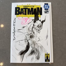 ABSOLUTE BATMAN #1 Batman Day 3X Signed Sketch Joker Jae Lee Dragotta Snyder COA picture