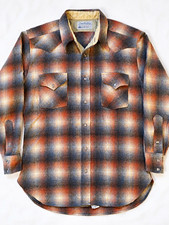 Vintage Pendleton Canyon Shirt L 100% Wool Western Pearl Snap Shadow Plaid USA picture