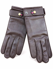 Premium Brown Leather Gloves – Elegant Luxury Style with Detail Cuff  S M  L  XL picture