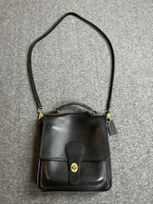 VTG Coach Station Bag 5130 Black Leather Crossbody Purse USA Made Turnlock 90’s picture