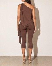 Women's One Shoulder Drape Top Capri Set 2 Piece Evening Party Outfit picture