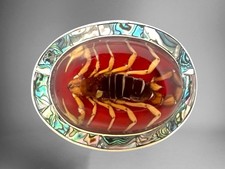 Genuine Scorpion Silver Alpaca W/Abalone Belt Buckle  Hebilla C/Alacran Original picture