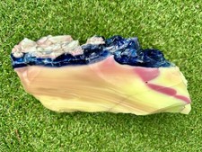 Stunning Uranium Slag Glass Cullet Mixed Blue Yellow Orange HOUZER Rock Overpour picture