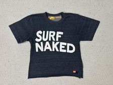 Aviator Nation Shirt Youth XS Gray Surf Naked Graphic Lightning Tee Cropped USA picture