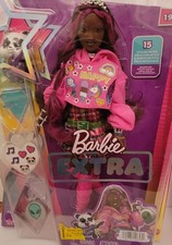 Barbie Extra Series #19 Doll Pink Streaked Hair Plaid Skirt & Pet Panda-Mattel picture