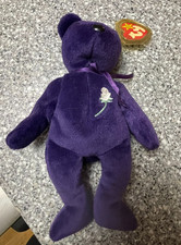 Ty Princess Diana Beanie Baby 1997 Purple Bear PE Pellets picture