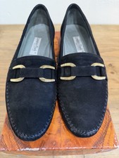 EUC Vintage Lorenzo Banfi Camoscio Black Gold Suede Leather 11M Mens Loafer picture