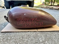 Vintage Harley-Davidson Sportster Peanut Gas Tank OEM Maroon Red Block Logo picture