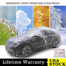 1 Pack Clear Plastic Disposable Car Cover Temporary Universal Garage Rain Dust picture