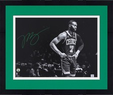 Framed Jaylen Brown Boston Celtics Signed Black & White w/Green Ink 16x20 Photo picture