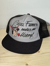 Vintage Comedy Trucker Hat Cap SnapBack 80s USA “Diesel Fumes Makes Me Horny” picture