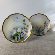 Antique J&C Louise Bavaria Floral Plates | Pair Hand Painted Porcelain | c. 1912 picture