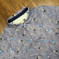 KJUS Polo Shirt Mens L 52 Blue Heather Skier Ski UPF 50+ AOP Performance Golf picture