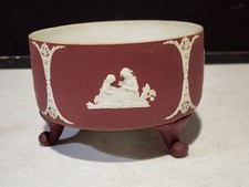 Antique 19th Century Wedgwood Jasperware Crimson Red Footed Ferner Jardiniere picture