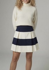 NWT Talbots Women’s Size 10 Blue Striped Rayon Blend Side Zip A-Line Skirt picture