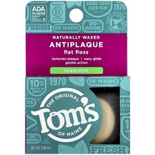 Tom's of Maine Naturally Waxed Antiplaque Flat Dental Floss, Spearmint, 32 Yards picture