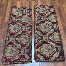 Croscill Imperial Empress Julius Damask Curtain Panels Red Gold Chenille Luxury picture