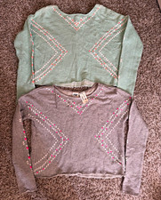 Tokyo Darling Lot of 2 Crewneck Sweatshirts Heart Print Gray XS & Green S picture