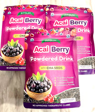 3 Packs FITGUM Acai Berry Drink Powder w/ Chia & Collagen – 30 Sachets picture