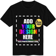 Personalized Custom T-Shirt Double Sided Print  Your Design Text Logo Photo Gift picture