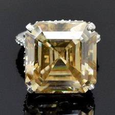 RARE 8.70 Ct Certified Treated Champagne Diamond Ring 925 Silver Prong Setting picture