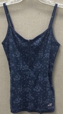 Hollister Co. Women's Henley Cami Top Navy Blue Ditsy Floral Tank Size Small picture