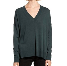 Chelsea28 Dark Green Oversized V-Neck Sweater Plus XXL NWT High-Low Neutral picture